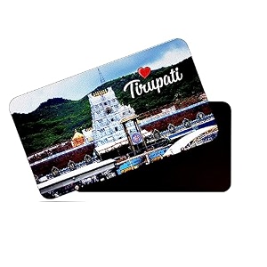 dhcrafts fridge magnet rectangle acrylic glass 86 x 54 cm multicolor tirupati design pack of 1