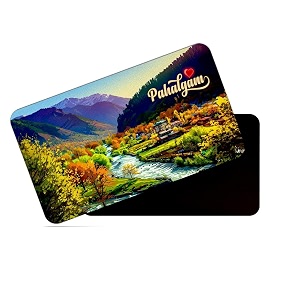 dhcrafts rectangular rubber fridge magnetmagnetic card multicolor jammu and kashmir pahalgam design pack of 1 86cm x 54cm