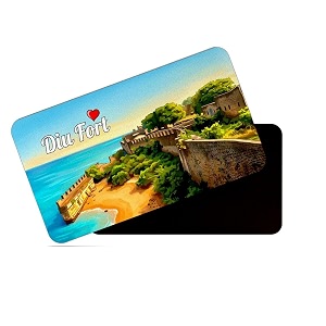 dhcrafts rectangular rubber fridge magnetmagnetic card multicolor diu fort design pack of 1 86cm x 54cm