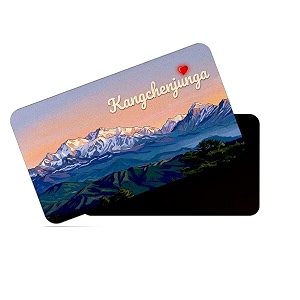 dhcrafts rectangular rubber fridge magnetmagnetic card multicolor kangchenjunga design pack of 1 86cm x 54cm