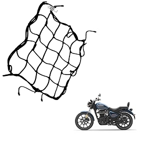 dhe best bike universal strong bungee netseat jali motorcycle bike helmet holder 6 hooks cargo0 net black compatible with re meteor 350