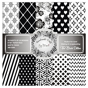 dheett the black edition scrapbooking paperpack 6 inches 20 decorative craft scrapbook paper designer sheets 300 gsm matte finish perfect for making greeting cards envelops and albums - pack of 1