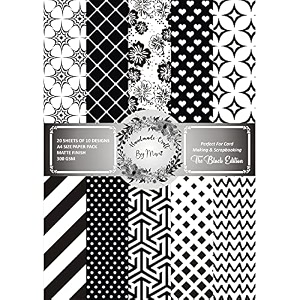 dheett the black edition scrapbooking paperpack a4 20 decorative craft scrapbook paper designer sheets 300 gsm matte finish perfect for making greeting cards envelops and albums - pack of 1