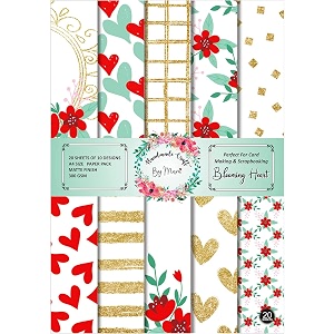 dheett blooming heart scrapbooking paperpack a4 20 decorative craft scrapbook paper designer sheets 300 gsm matte finish perfect for making greeting cards envelops and albums - pack of 1