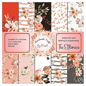 dheett the effloresce scrapbooking paperpack 6 inches 20 decorative craft scrapbook paper designer sheets 300 gsm matte finish perfect for making greeting cards envelops and albums - pack of 1