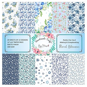 dheett floral blossom scrapbooking paperpack 12 inches 20 decorative craft scrapbook paper designer sheets 300 gsm matte finish perfect for making greeting cards envelops and albums - pack of 1