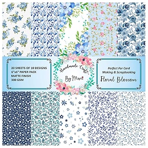 dheett floral blossom scrapbooking paperpack 6 inches 20 decorative craft scrapbook paper designer sheets 300 gsm matte finish perfect for making greeting cards envelops and albums - pack of 1