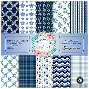 dheett forget me not scrapbooking paperpack 6 inches 20 decorative craft scrapbook paper designer sheets 300 gsm matte finish perfect for making greeting cards envelops and albums - pack of 1