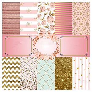dheett golden and pink edition scrapbooking paperpack 6 inches 20 decorative craft scrapbook paper designer sheets 300 gsm matte finish perfect for making greeting cards envelops and albums - pack of 1