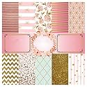 Dheett Golden and Pink Edition Scrapbooking Paperpack 6 Inches 20 Decorative Craft Scrapbook Paper Designer Sheets 300 GSM Matte Finish Perfect for Making Greeting Cards Envelops and Albums - Pack of 1