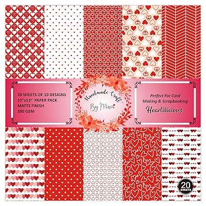 dheett heartilicious scrapbooking paperpack 12 inches 20 decorative craft scrapbook paper designer sheets 300 gsm matte finish perfect for making greeting cards envelops and albums - pack of 1