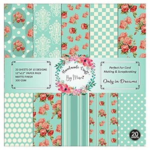 dheett only in dreams scrapbooking paperpack 12 inches 20 decorative craft scrapbook paper designer sheets 300 gsm matte finish perfect for making greeting cards envelops and albums - pack of 1