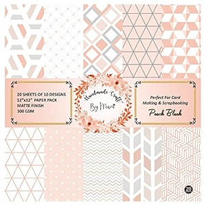 dheett peach blush scrapbooking paperpack 12 inches 20 decorative craft scrapbook paper designer sheets 300 gsm matte finish perfect for making greeting cards envelops and albums - pack of 1