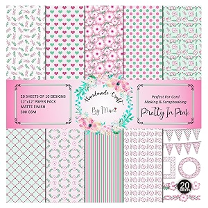 dheett pretty in pink scrapbooking paperpack 12 inches 20 decorative craft scrapbook paper designer sheets 300 gsm matte finish perfect for making greeting cards envelops and albums - pack of 1