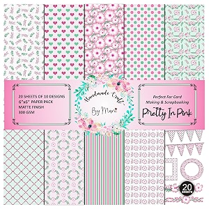 dheett pretty in pink scrapbooking paperpack 6 inches 20 decorative craft scrapbook paper designer sheets 300 gsm matte finish perfect for making greeting cards envelops and albums - pack of 1