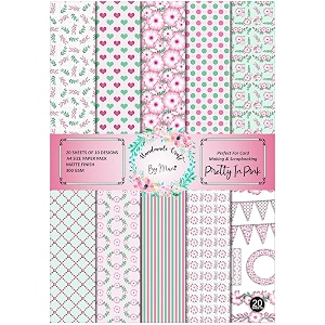 dheett pretty in pink scrapbooking paperpack a4 20 decorative craft scrapbook paper designer sheets 300 gsm matte finish perfect for making greeting cards envelops and albums - pack of 1