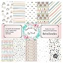 Dheett Scrapbooking Paperpack 6 Inches 20 Decorative Craft Scrapbook Paper Designer Sheets 300 GSM Matte Finish Perfect for Making Greeting Cards Envelops Explosion Boxes and Albums - Boho Doodles
