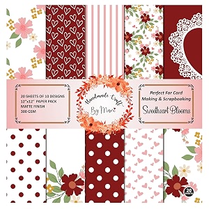 dheett sweetheat blooms scrapbooking paperpack 12 inches 20 decorative craft scrapbook paper designer sheets 300 gsm matte finish perfect for making greeting cards envelops and albums - pack of 1