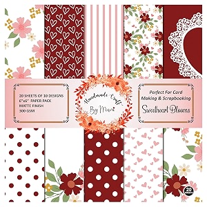 dheett sweetheat blooms scrapbooking paperpack 6 inches 20 decorative craft scrapbook paper designer sheets 300 gsm matte finish perfect for making greeting cards envelops and albums - pack of 1