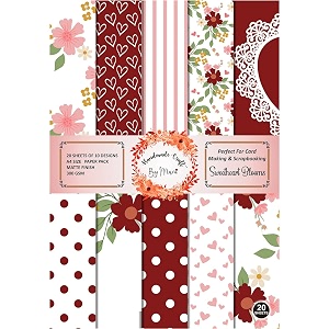 dheett sweetheat blooms scrapbooking paperpack a4 20 decorative craft scrapbook paper designer sheets 300 gsm matte finish perfect for making greeting cards envelops and albums - pack of 1
