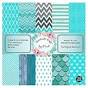 Dheett Turquoise Edition Scrapbooking Paperpack 6 Inches 20 Decorative Craft Scrapbook Paper Designer Sheets 300 GSM Matte Finish Perfect for Making Greeting Cards Envelops and Albums - Pack of 1