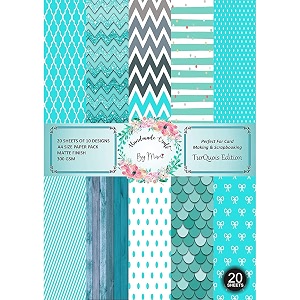 dheett turquoise edition scrapbooking paperpack a4 20 decorative craft scrapbook paper designer sheets 300 gsm matte finish perfect for making greeting cards envelops and albums - pack of 1