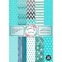 Dheett Turquoise Edition Scrapbooking Paperpack A4 20 Decorative Craft Scrapbook Paper Designer Sheets 300 GSM Matte Finish Perfect for Making Greeting Cards Envelops and Albums - Pack of 1