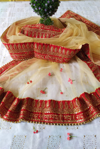 dhenu net embellished peach women dupatta