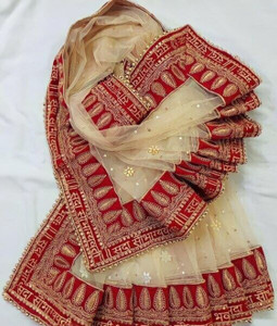 dhenulace net embellished peach women dupatta