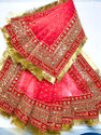 dhenulace Net Embellished Red Women Dupatta