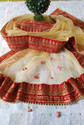 dhenulace Net Embellished Peach Women Dupatta