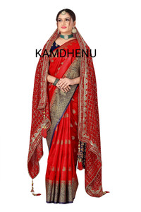 dhenulace silk blend embellished embroidered red women dupatta