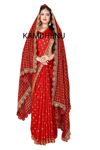 dhenulace silk blend embellished red women dupatta
