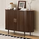 DHH Sideboard Buffet Cabinet with Storage,Mid Century Modern Fluted Accent Coffee Bar Console Table,Tambour Sliding Doors&amp; Adjustable Shelf for Kitchen, Living Room, Entryway(Walnut, 40Inch)