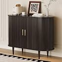 DHH Sideboard Buffet Cabinet with Storage,Mid Century Modern Fluted Accent Coffee Bar Console Table,Tambour Sliding Doors& Adjustable Shelf for Kitchen, Living Room, Entryway(Dark Walnut, 40 Inch)