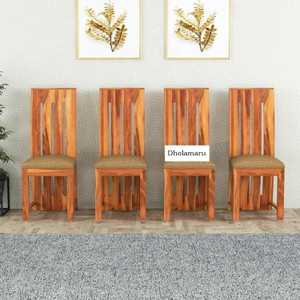 dholamaru solid sheesham wood set of 4 cushion dining chairs for dining roomstudy room solid wood dining chair