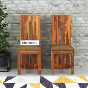 dholamaru solid sheesham wood set of two cushion dining chairs for dining roomstudy room solid wood dining chair
