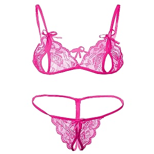 women bikini baby doll bra panty dress nightwear designer lace transparent net western dress sexy wear for nights1 set free size rani pink