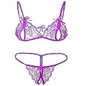 DHREXV Women Baby Doll Bra Panty Dress Nightwear, Designer Lace Transparent Net Western Dress Sexy wear for Nights(1 Set) (Free Size, Puple)