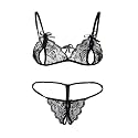 Women Baby Doll Bra Panty Bikini Dress Nightwear,Designer Lace Transparent Net Western Dress Sexy Wear For Nights(1 Set) (Free Size,Black)