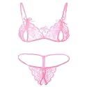 Dhrexv Women Baby Doll Bra Panty Dress Nightwear, Designer Lace Transparent Net Western Dress Sexy Wear for Nights(1 Set) (Free Size, Baby Pink)