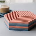 Silicone Trivet Mats Hot Pads Heat Resistant Bowl Mats Dish Mats Drink Coasters Non-Slip Pot Holders for Home Kitchen Dining Table Decoration (Mix Color Line) -3 Pieces