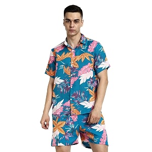 dhruvi trendz mens co-ord set  stylish shirt amp shorts combo for men  casual printed matching set  half sleeve summer outfit  trendy beachwear amp vacation set  regular fit coord set for men