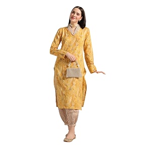 DHRUVI TRENDZ Cotton Blend Kurta Set for