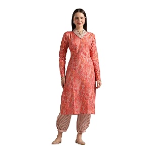 DHRUVI TRENDZ Cotton Blend Kurta Set for