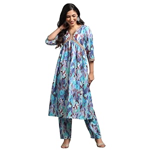 DHRUVI TRENDZ Cotton Blend Kurta Set For