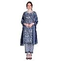 DHRUVI TRENDZ Cotton Kurta Set With Dupatta