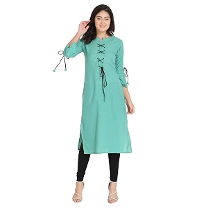 DHRUVI TRENDZ Womens Rayon Kurta