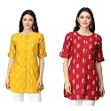 DHRUVI TRENDZ Women39s Rayon Regular Short Kurta