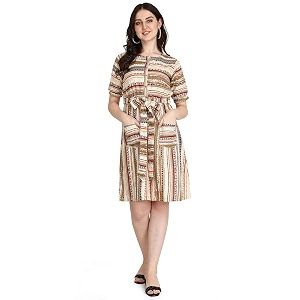 DHRUVI TRENDZ Womens Slub Rayon Western Dresses